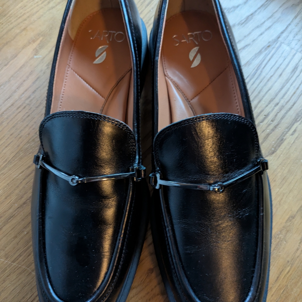 Black Leather Women's Loafers